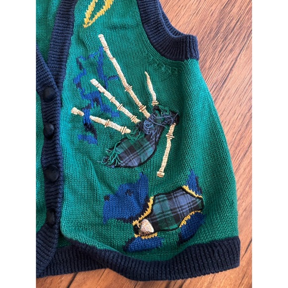 Vintage Birch Bros Scottish Scottie Dog PS Sweater Vest Bagpipe Embroidered - Picture 4 of 7
